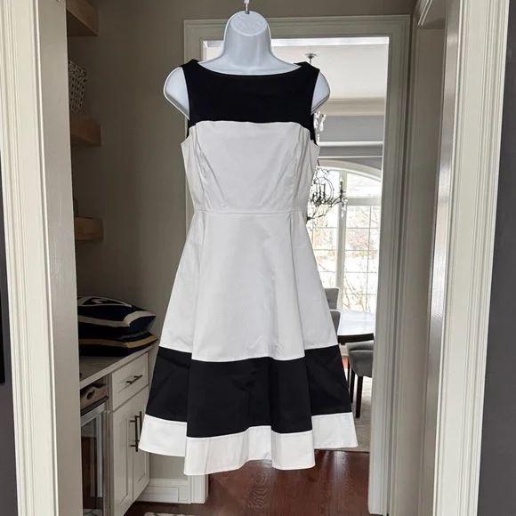 Kate Spade Boatneck Fit & Flare Black & White Rio de Janeiro Midi Dress NWT sz 6 - Picture 3 of 11